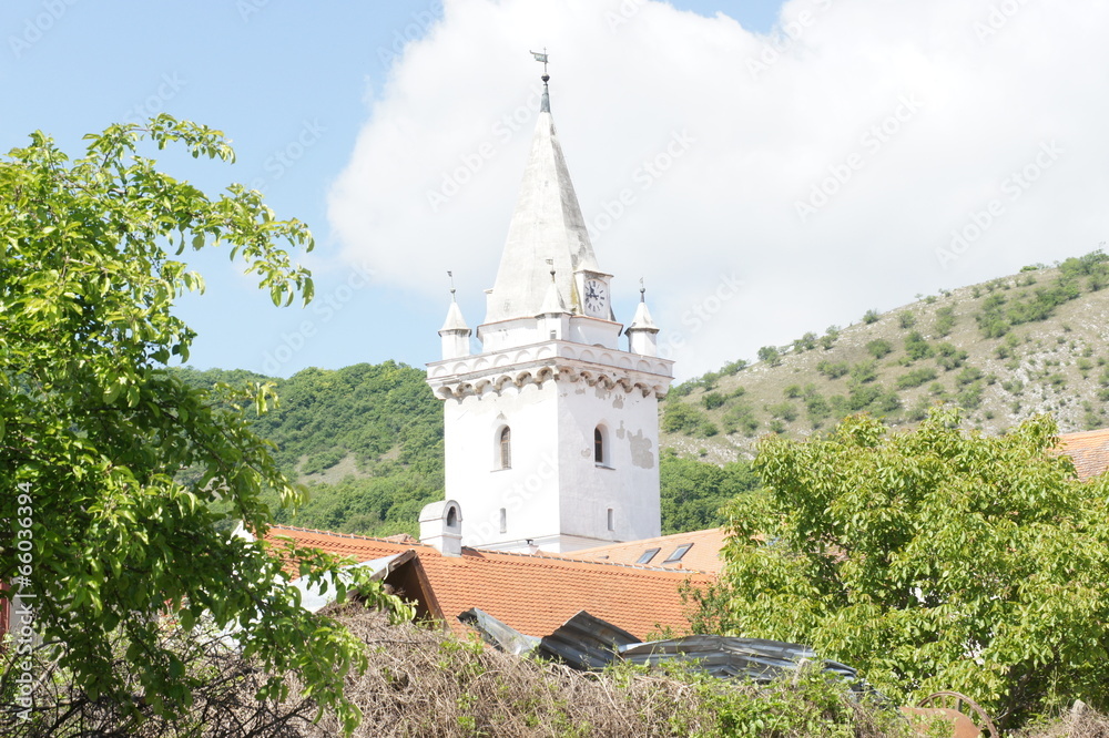 Church tower in village Pavlov, Czech republic