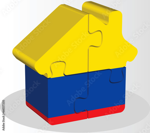 house home icon with Ecuador flag in puzzle
