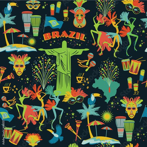 Brazilian Carnival. Seamless pattern