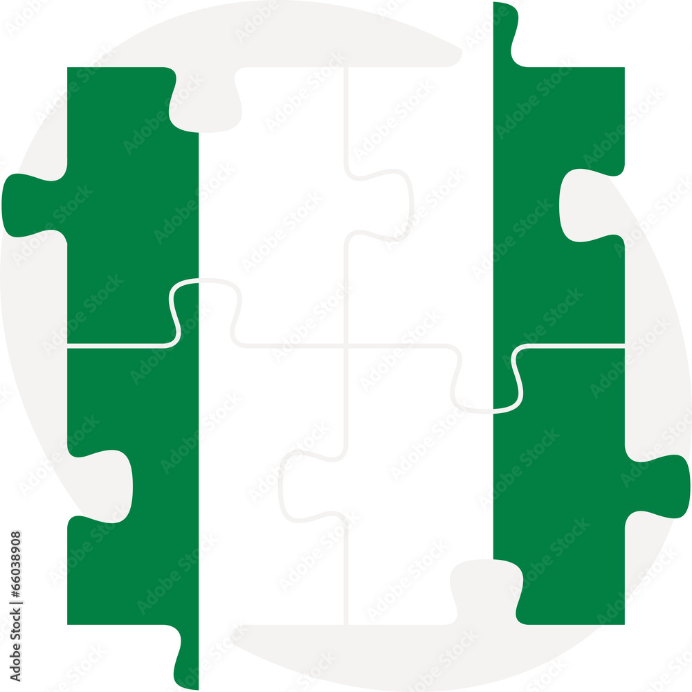 Nigerian Flag in puzzle isolated on white background Nigerian Flag in puzzle isolated on white background