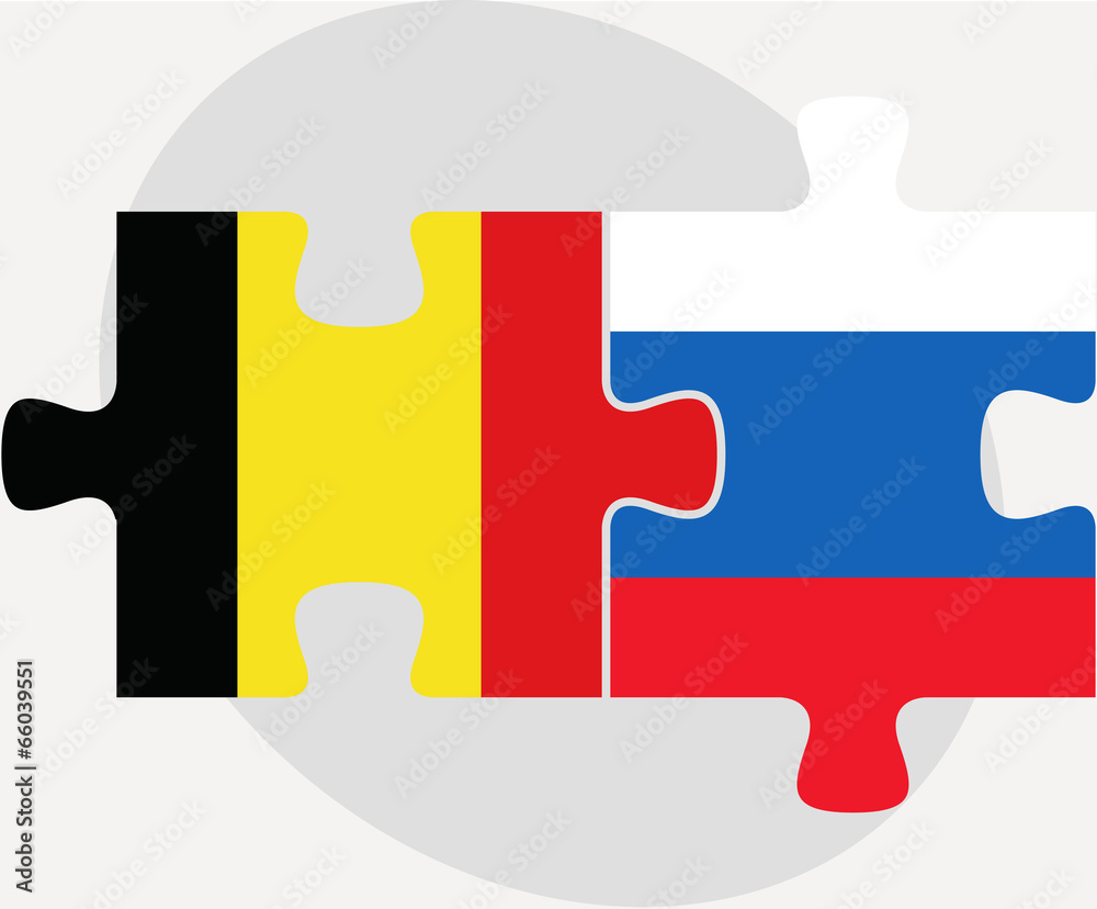 Belgian and Russian Flags in puzzle isolated on white background Belgian and Russian Flags in puzzle isolated on white background
