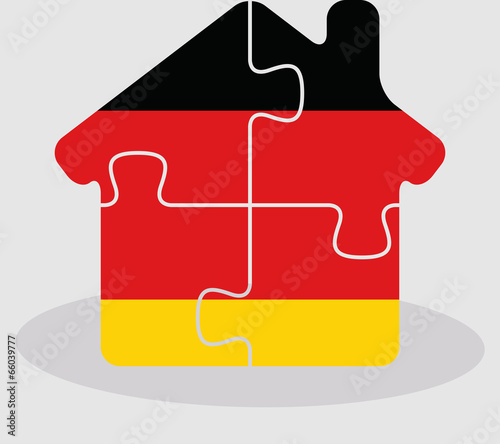 house home icon with German flag in puzzle