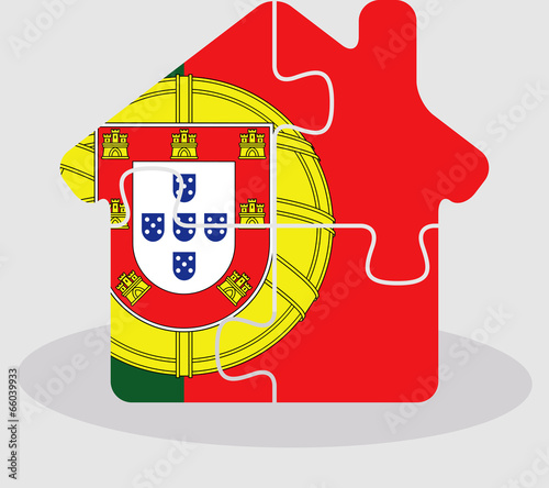 house home icon with Portuguese flag in puzzle isolated on white