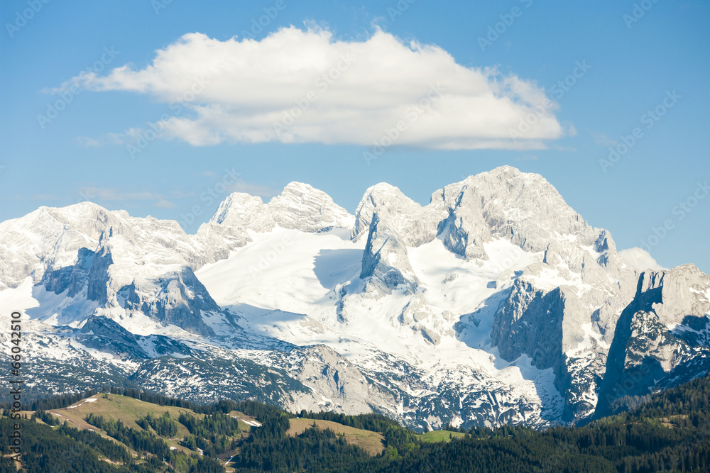 Fototapeta premium view to Dachstein from the west, Upper Austria-Styria, Austria