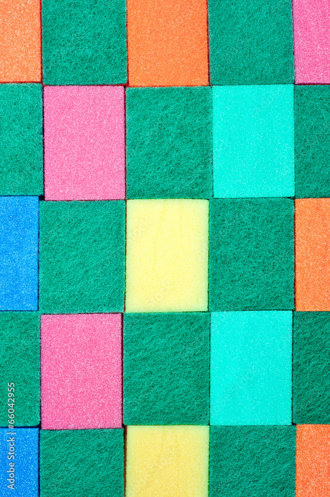 Background made of colorful scouring sponges