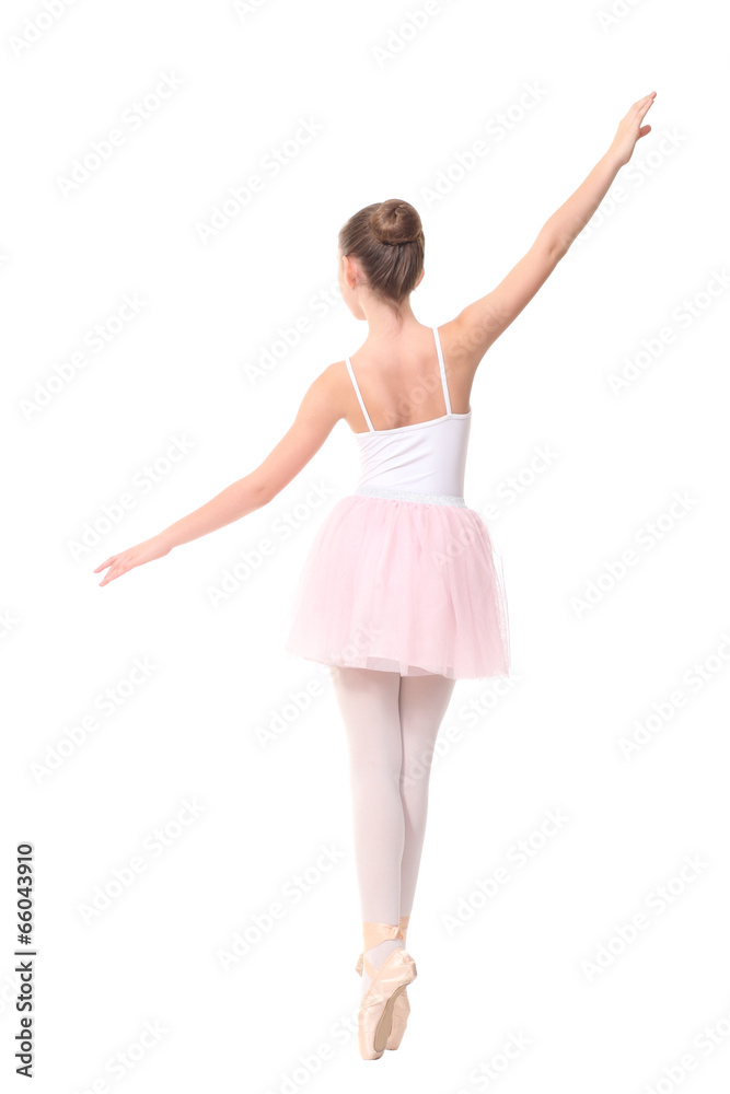 school age girl ballet , isolated on white