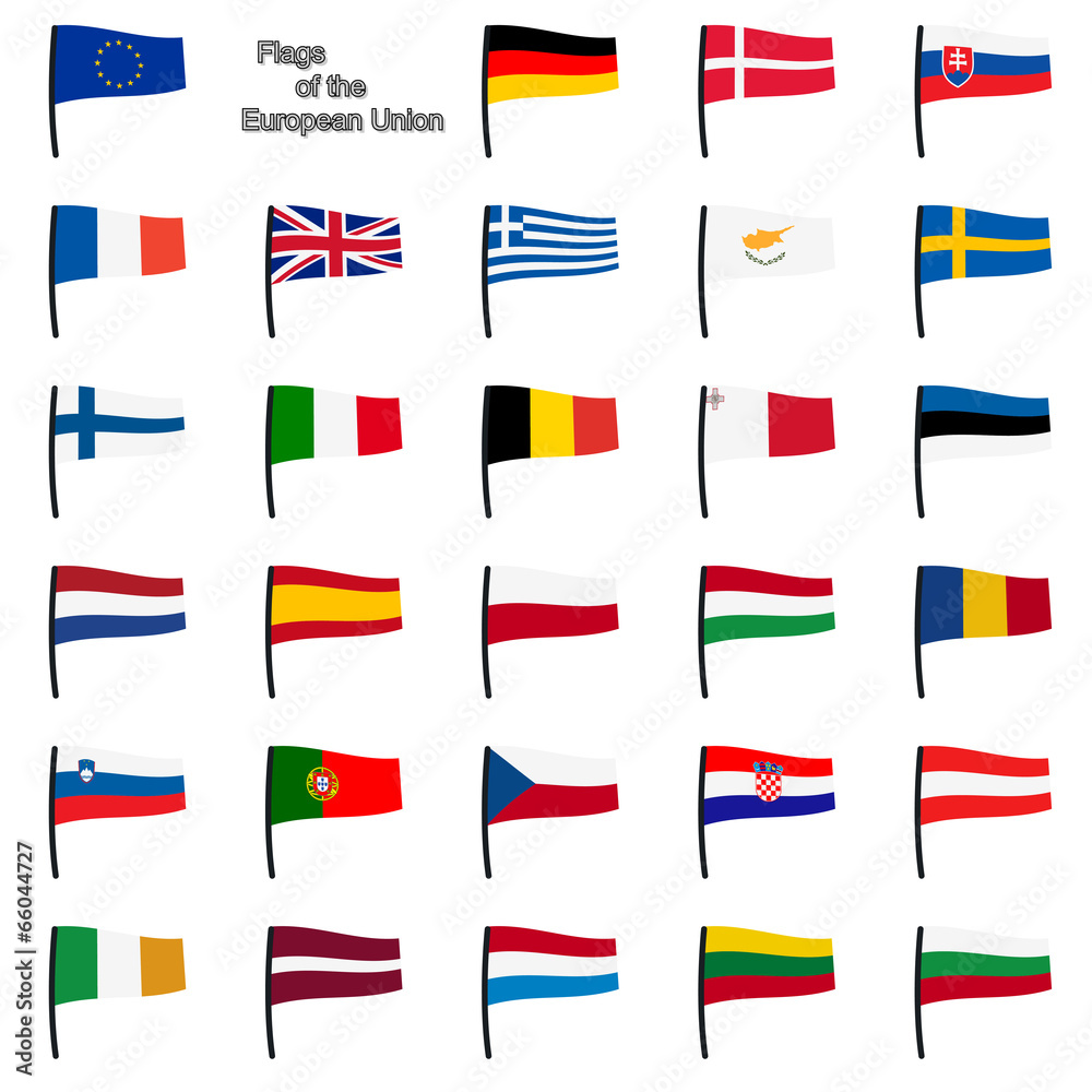 collection EU flags - obrazy, fototapety, plakaty 