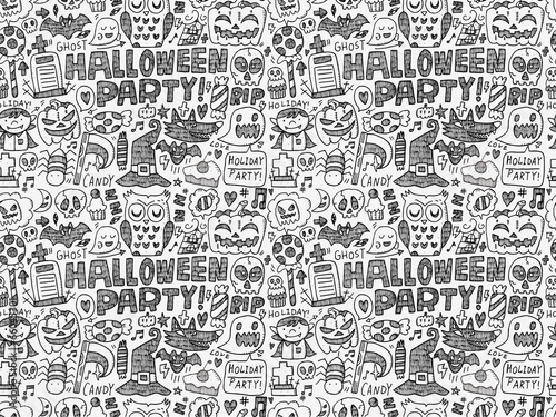 seamless doodle halloween holiday background