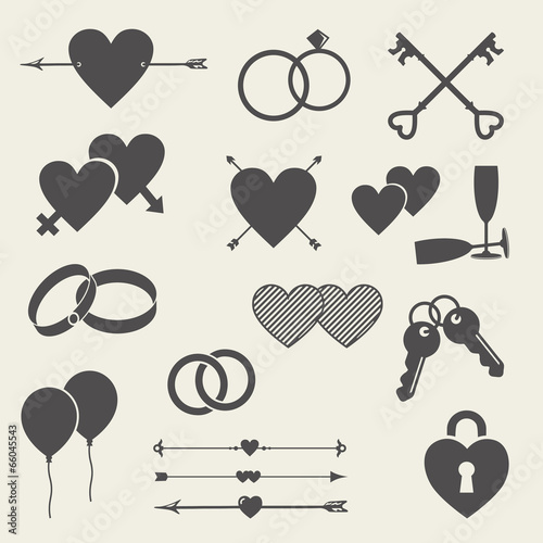 wedding icons set