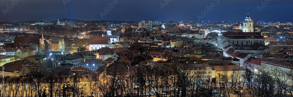 Evening panorama of the Vilnius Old Town, Lithuania