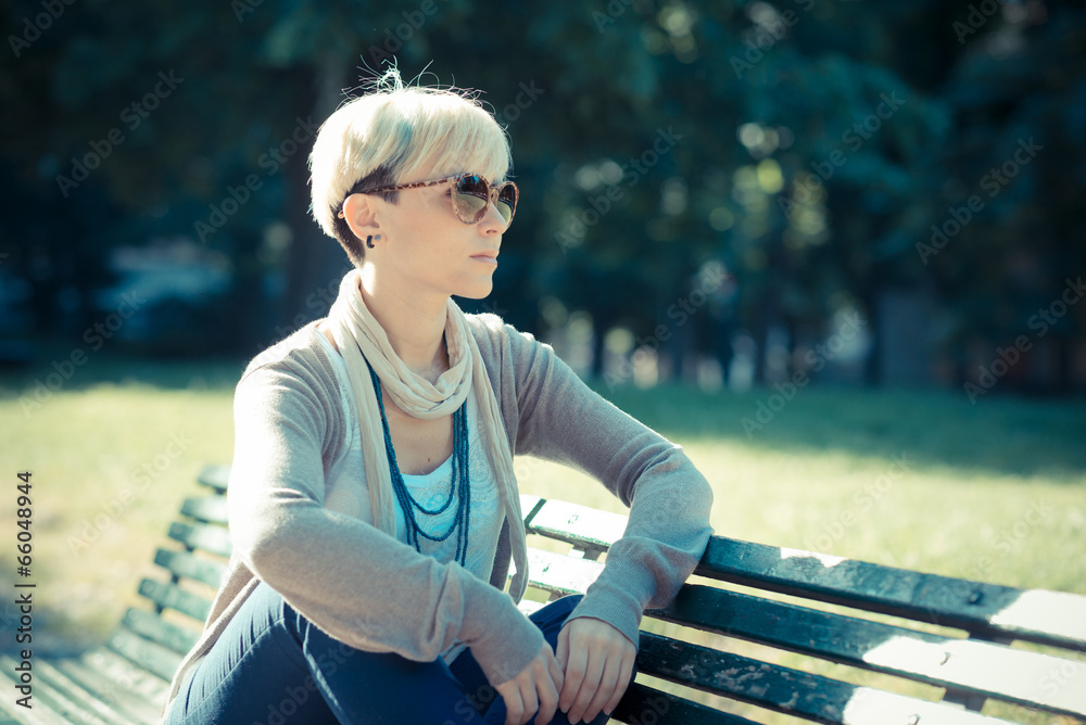 beautiful young blonde short hair hipster woman beautiful young blonde short hair hipster woman