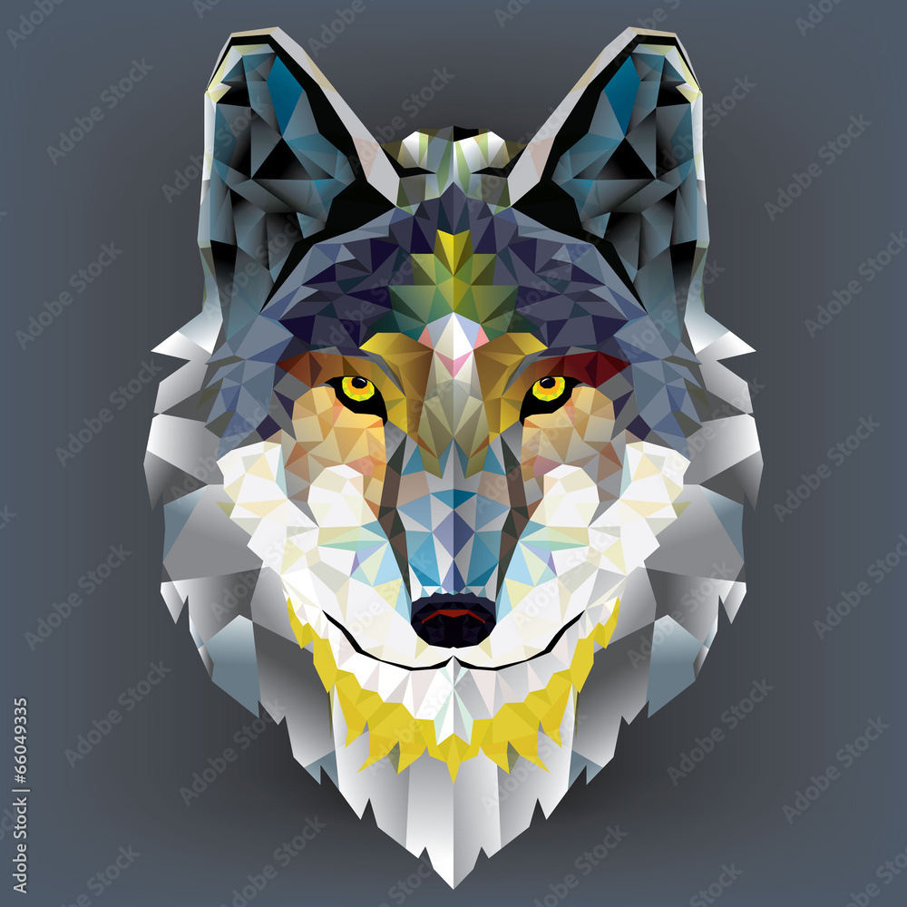 Fototapeta premium Wolf head geometric pattern. vector