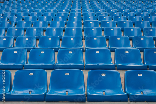 Perspective of many empty stadium seats