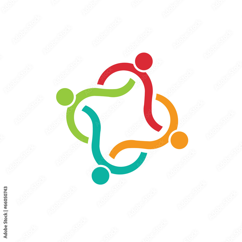 Abstract Teamwork Wave Group - 4 elements logo Abstract Teamwork Wave Group - 4 elements logo