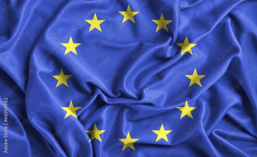 Closeup of ruffled Europe flag Closeup of ruffled Europe flag