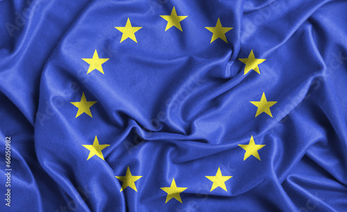 Closeup of ruffled Europe flag