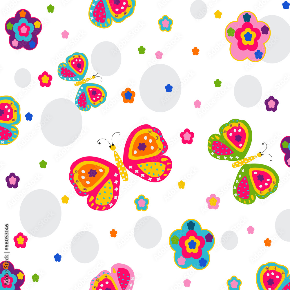Seamless texture with butterflies and flowers Seamless texture with butterflies and flowers