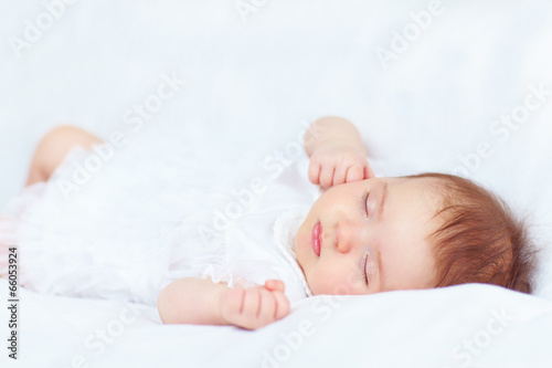 beautiful baby girl sleeping, two months old