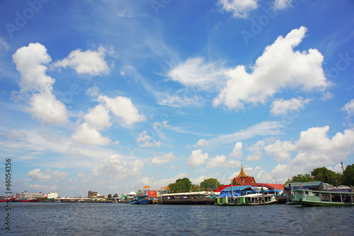 Beautiful sky at Tha Chin River, Mahachai, Thailand photo