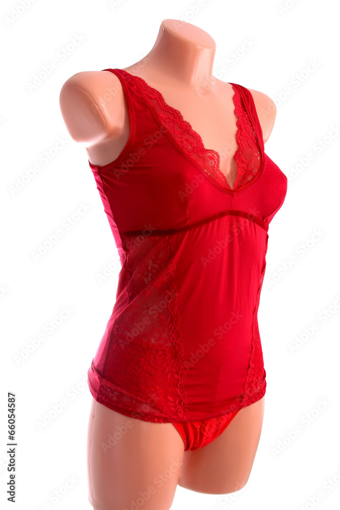Ladies red lingerie on a mannequin - obrazy, fototapety, plakaty 