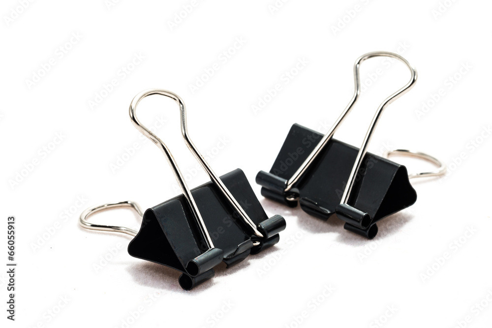 Black paperclip in white background Black paperclip in white background