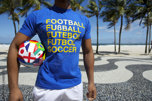 International Football Player with Soccer Ball Copacabana Rio photo