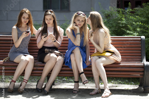 Portrait of four urban women outside