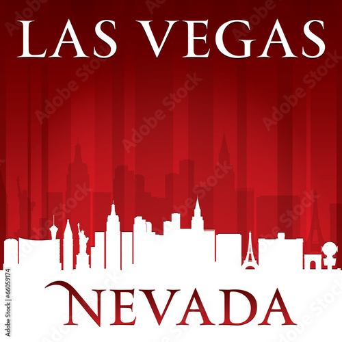 Photography Las Vegas Nevada city skyline silhouette red background
