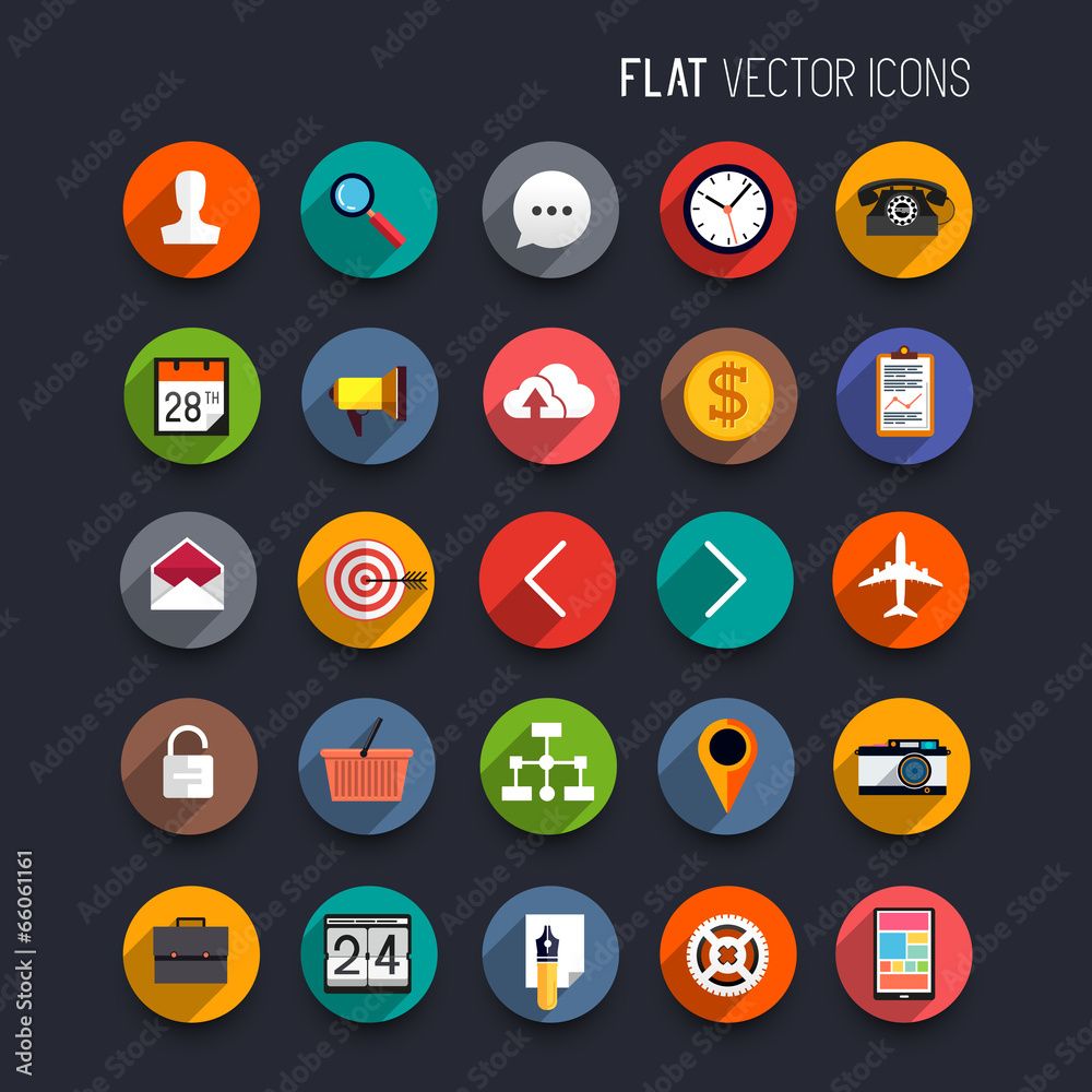 Flat Vector Icons - obrazy, fototapety, plakaty 