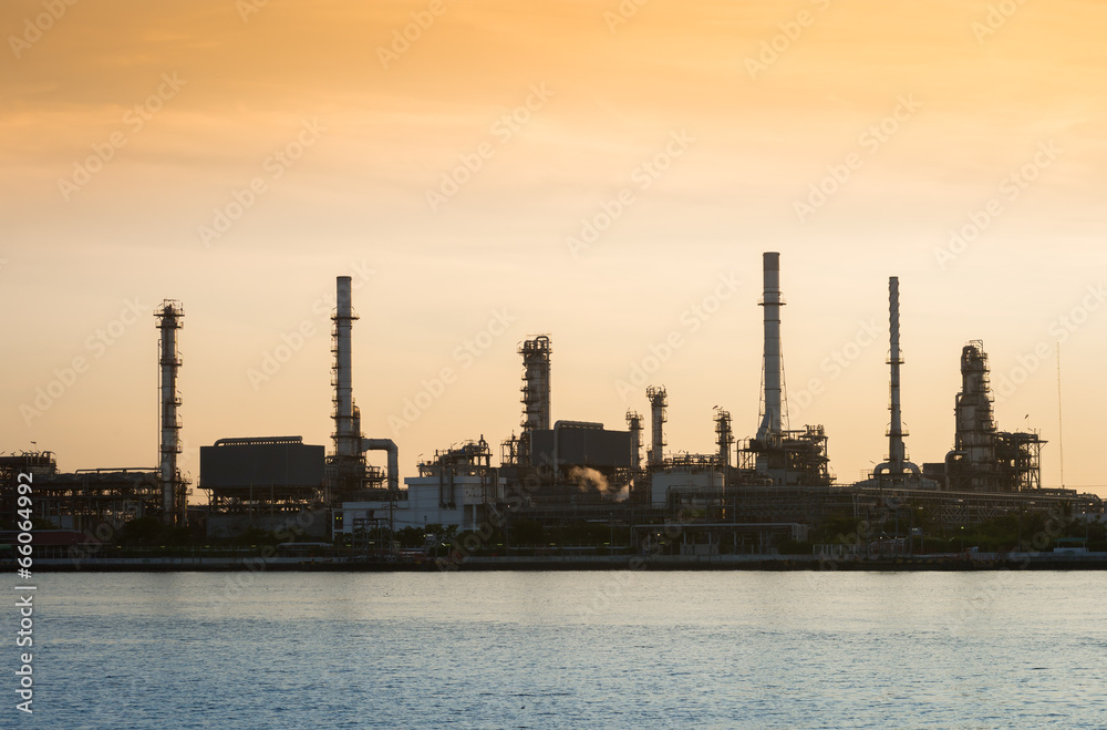 Oil refinery at twilight