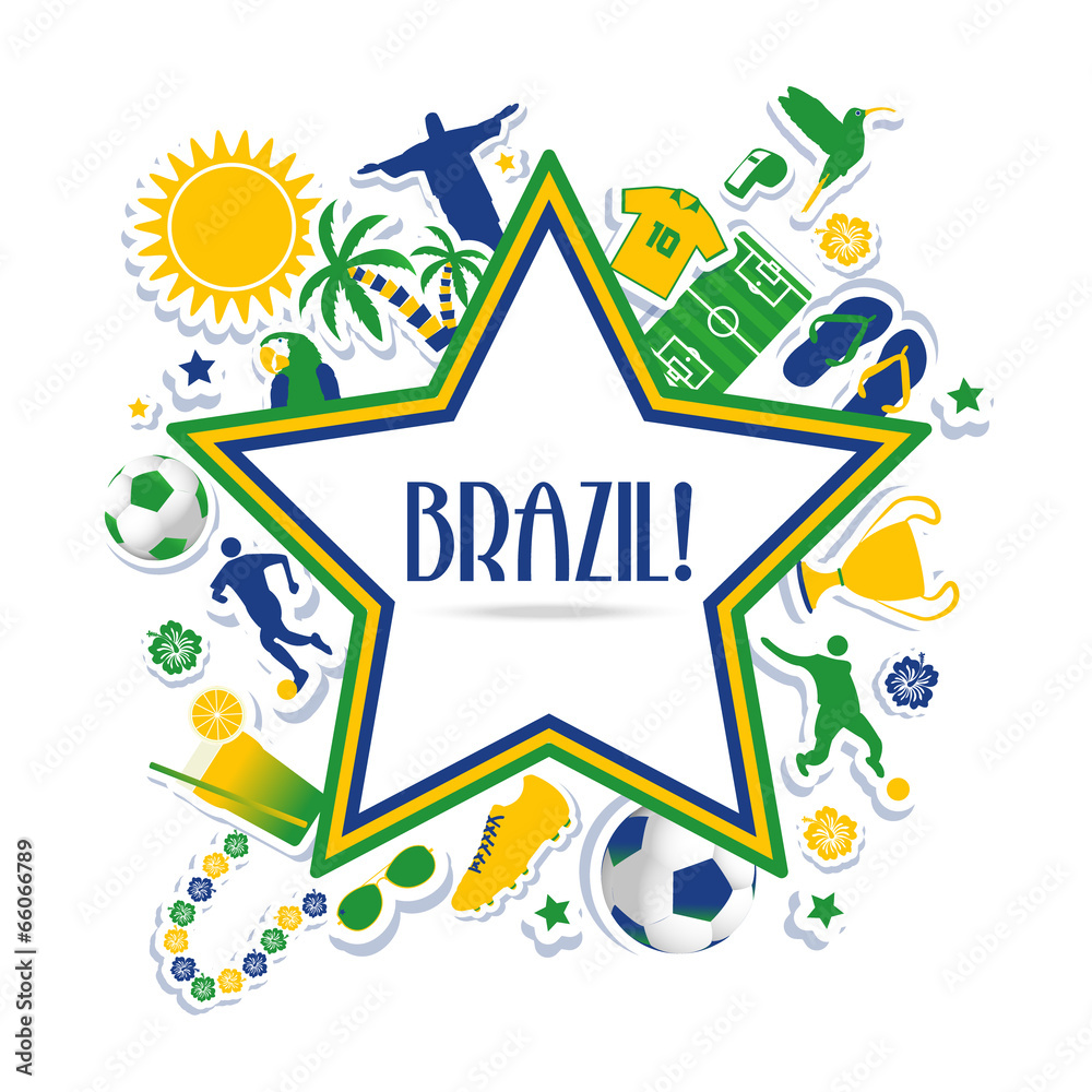 Brazil star flag, soccer summer Brazil star flag, soccer summer