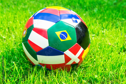 Ball with flags on green grass