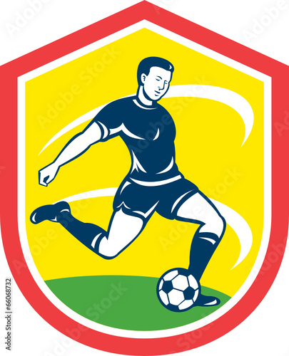 Soccer Player Kicking Ball Retro