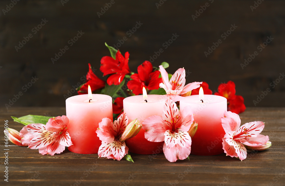 Beautiful candles with flowers
