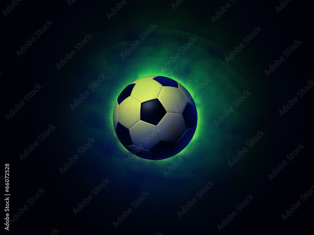 Naklejka premium Soccer ball vigorously green background