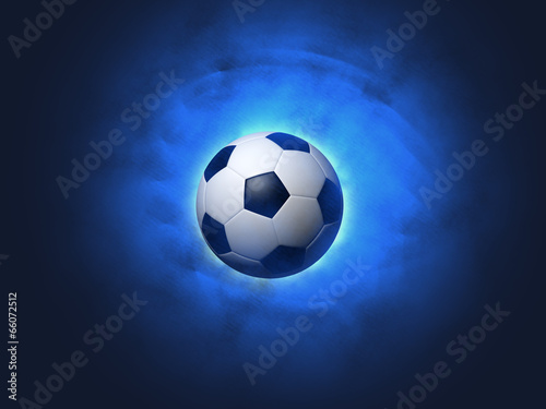 Soccer ball blue background