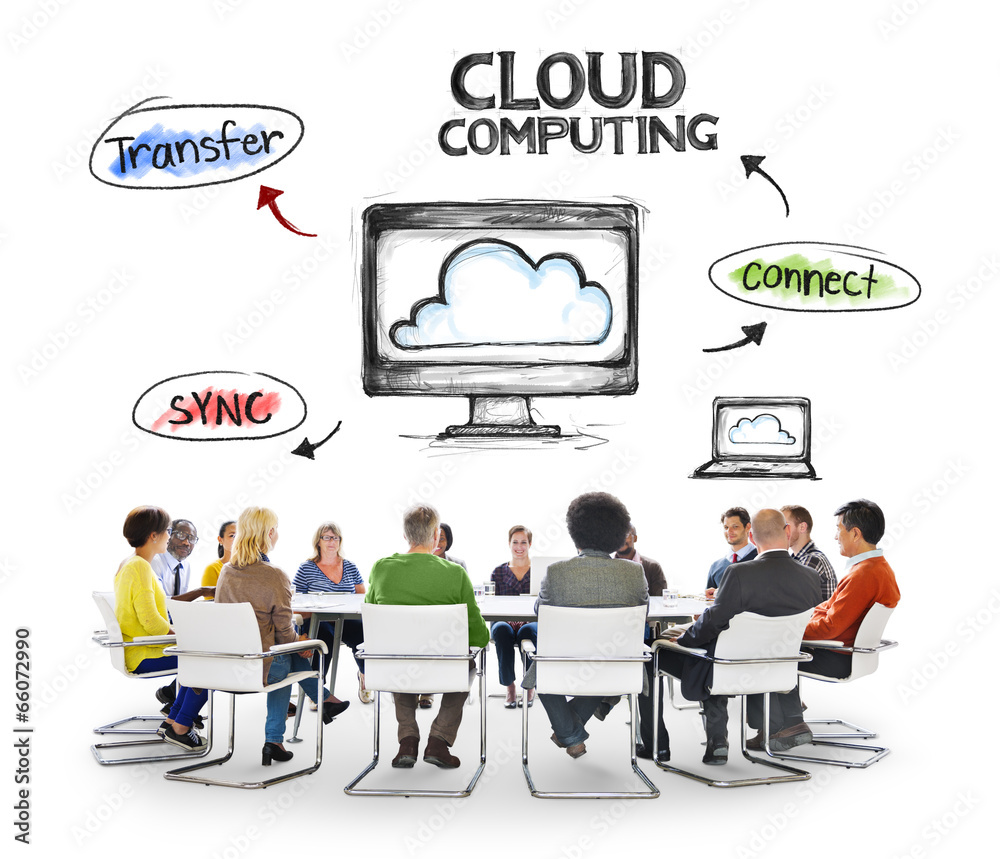 Diverse People Having a Meeting About Cloud Computing