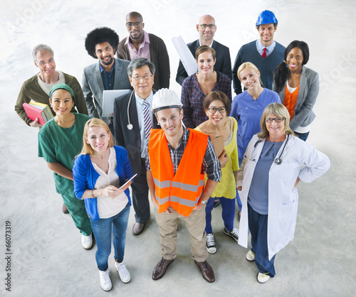 Photo Group of Multiethnic Diverse People with Different Jobs
