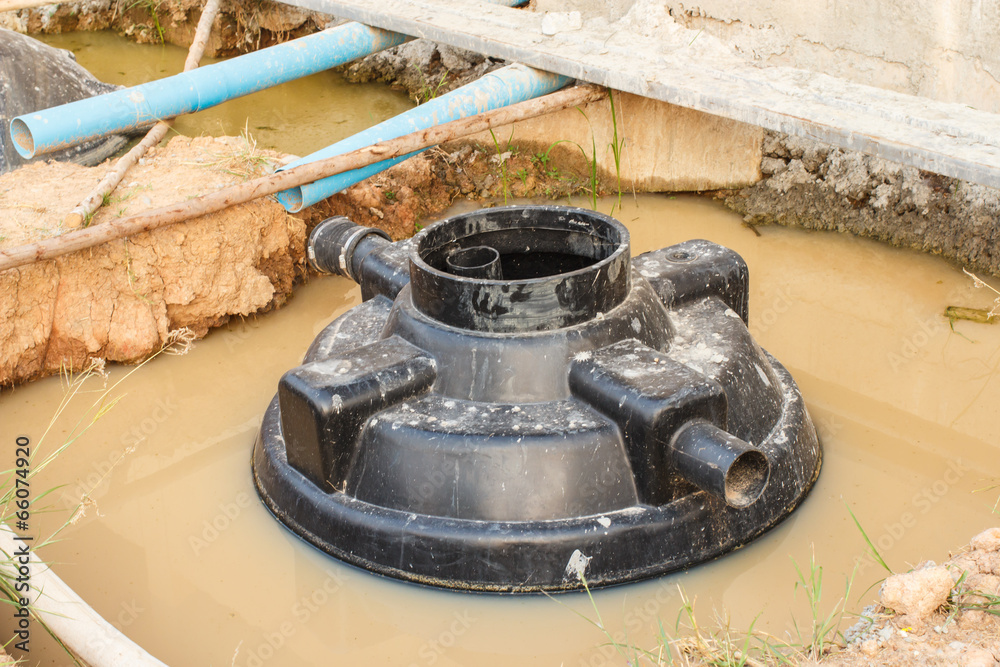 Sewage treatment tanks installed in the building. Sewage treatment tanks installed in the building.