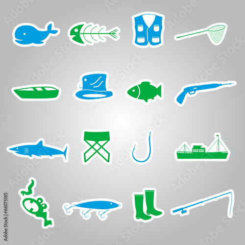 fishing stickers set eps10