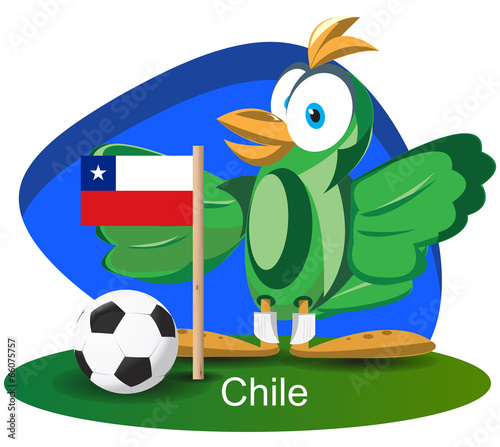 World cup mascot 2014 with Chile team flag