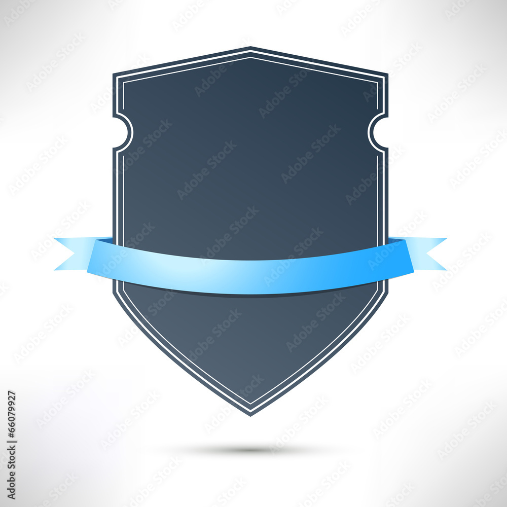 Modern badge with blue ribbon template Modern badge with blue ribbon template