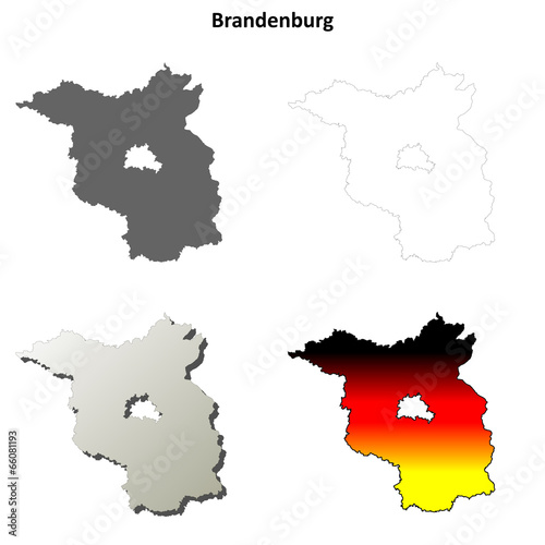 Brandenburg blank outline map set