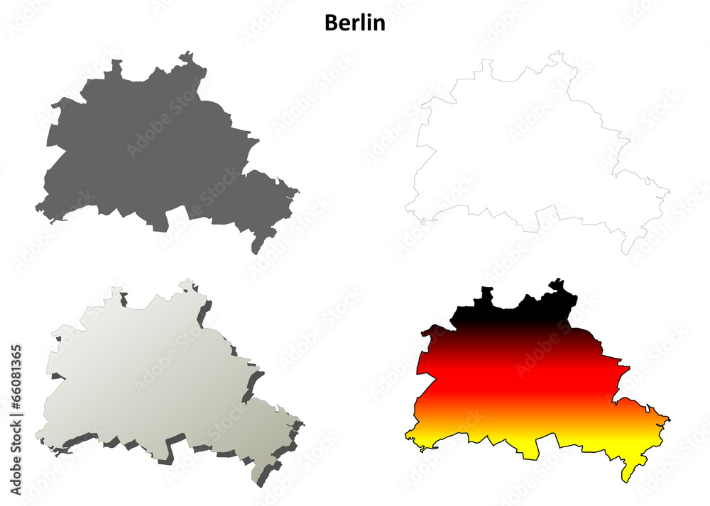 Berlin blank outline map set