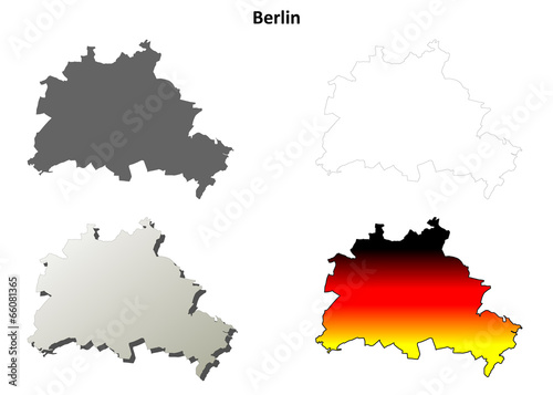 Canvas Print Berlin blank outline map set