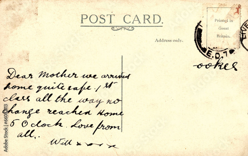Backside of postcard