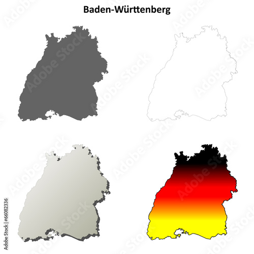 Baden-Wurttenberg outline map set photo