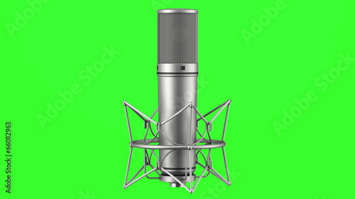 studio microphone loop rotate on green chromakey background