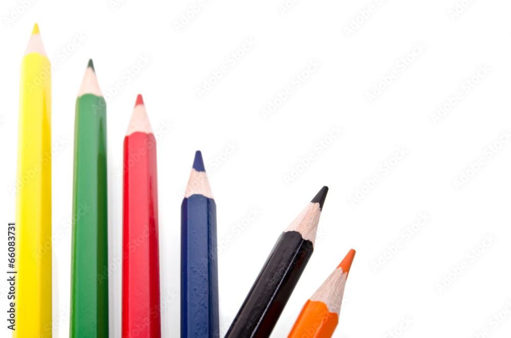 Fototapeta premium Beautiful multi-colored pencils isolated on white background