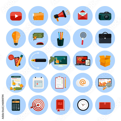 Business, office and marketing items icons.